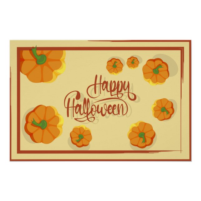 Gerahmte Grußkarte Happy Halloween Typografie Poster (Vorderseite)