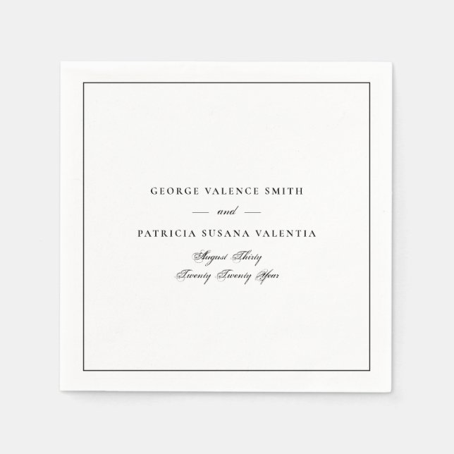 Gerahmte Hochzeit in Schwarz/Weiß-Klassik Serviette (Vorderseite)