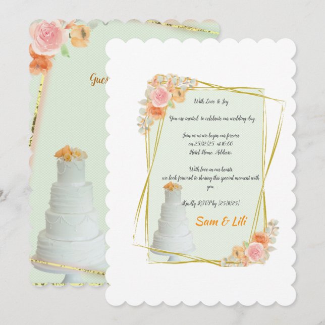 gerahmte Hochzeitseinladung Einladung (Vorne/Hinten)