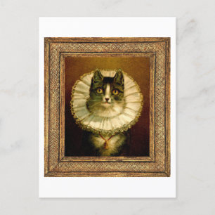Gerahmte Katze im elisabethanischen Collar Kostüm  Postkarte