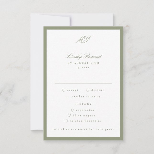 Gerahmte klassische feierliche Hochzeit RSVP Karte (Vorderseite)