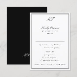 Gerahmte klassische formale Schwarze Krawatte Weiß RSVP Karte