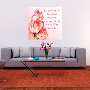 Gerahmte Leinwandkunst Rosa Rosen Helen Keller Zit Leinwanddruck