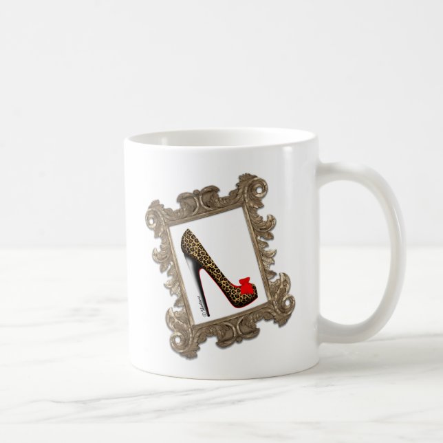 Gerahmte Leopard-Stilett-Pumpe Kaffeetasse (Rechts)