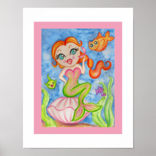 Gerahmte Meerjungfrau Mauer Kunst drucken Poster