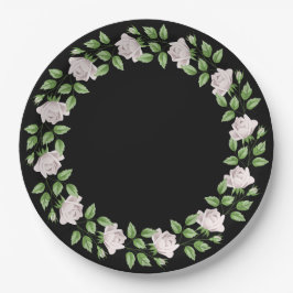 Gerahmte Papierplatte aus Weißrosen Pappteller