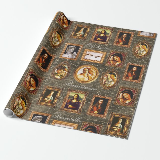 Gerahmte Renaissance Kunst, Dichtung und Musik Geschenkpapier (Ungerollt)