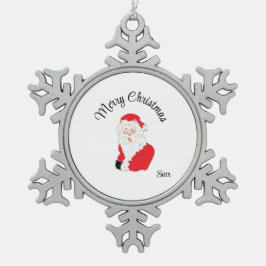 Gerahmte Schneeflocke : Der Weihnachtsmann Schneeflocken Zinn-Ornament
