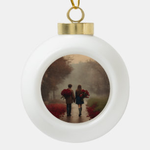 Gerahmte Schneeflocke Keramik Kugel-Ornament