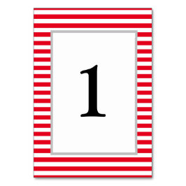 Gerahmte Tischnummer Rot/Weiße Streifen