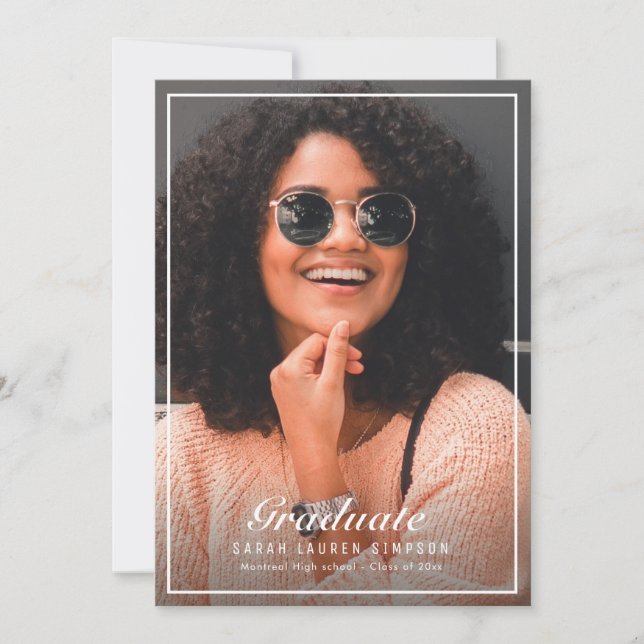 Gerahmte zweiseitige Foto-Abschlussfeier Einladung (Vorderseite)