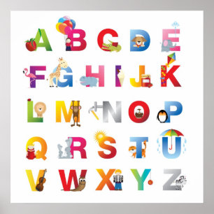 gerahmter Alphabetdruck Poster