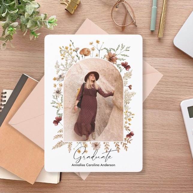 Gerahmter Boho Floralarch Graduate Einladung (Von Creator hochgeladen)