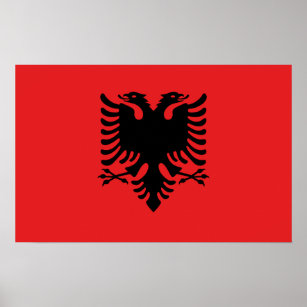 Gerahmter Druck mit der Flagge Albaniens Poster