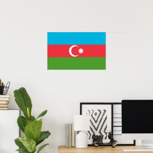 Gerahmter Druck mit der Flagge Aserbaidschans Poster