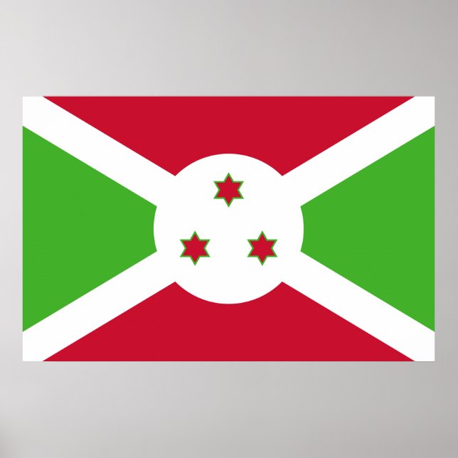 Gerahmter Druck mit der Flagge Burundis Poster (Vorne)