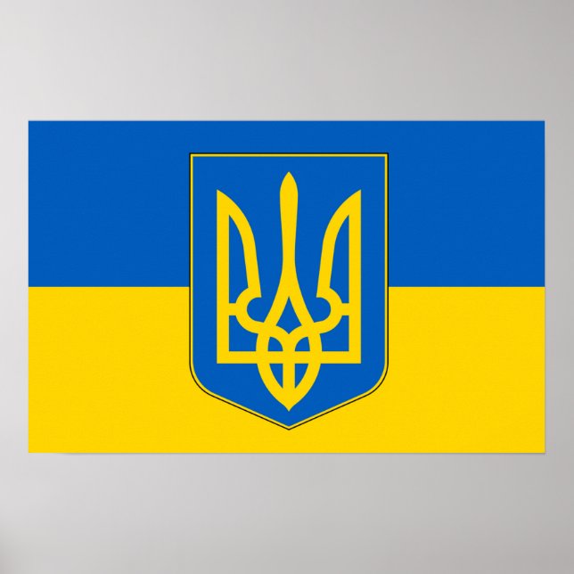 Gerahmter Druck mit der Flagge der Ukraine Poster (Vorne)