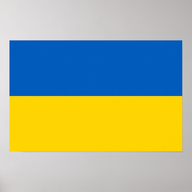 Gerahmter Druck mit der Flagge der Ukraine Poster (Vorne)