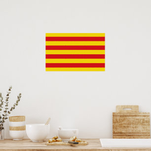 Gerahmter Druck mit der Flagge Kataloniens Poster