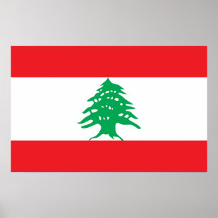 Gerahmter Druck mit der Flagge Libanons Poster
