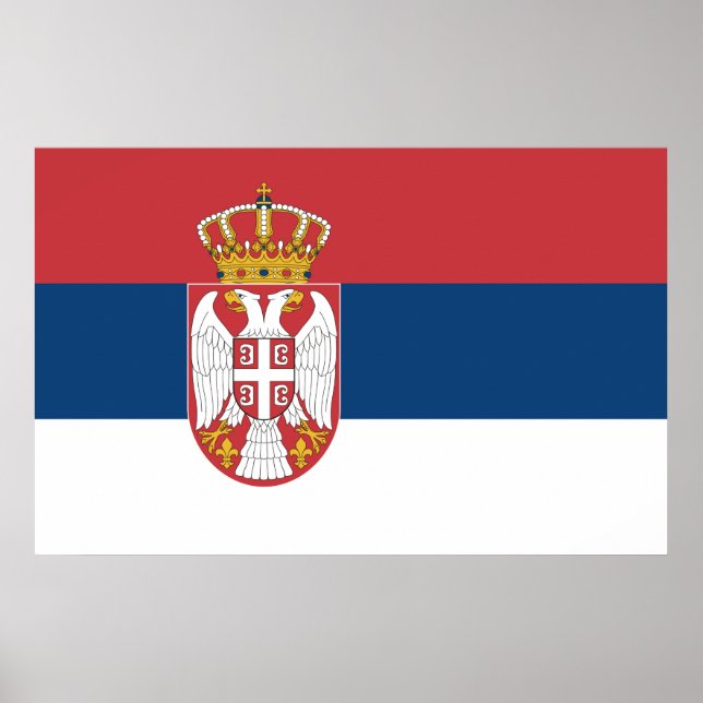 Gerahmter Druck mit der Flagge Serbiens Poster (Vorne)