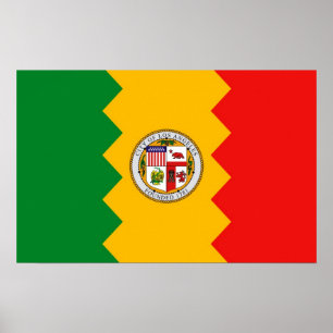 Gerahmter Druck mit Flag Los Angeles, Kalifornien Poster
