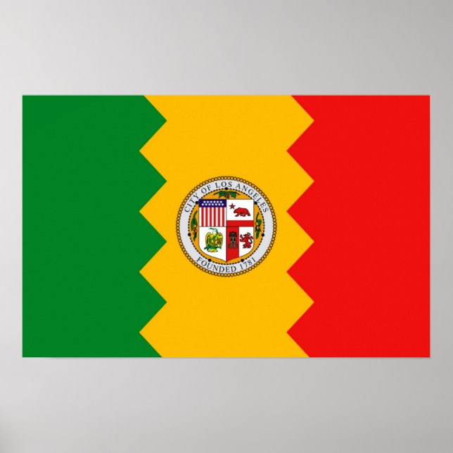 Gerahmter Druck mit Flag Los Angeles, Kalifornien Poster (Vorne)