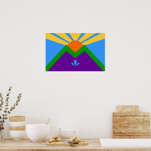 Gerahmter Druck mit Flag Manitou Springs, USA Poster