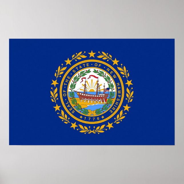 Gerahmter Druck mit Flag of New Hampshire, USA. Poster (Vorne)