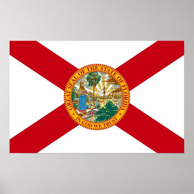 Gerahmter Druck mit Flag von Florida, USA. Poster (Vorne)