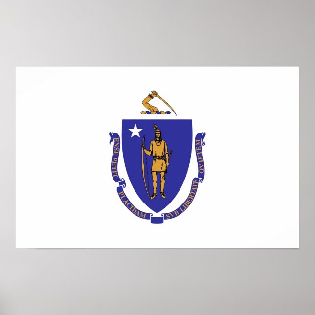 Gerahmter Druck mit Flag von Massachusetts , USA. Poster (Vorne)