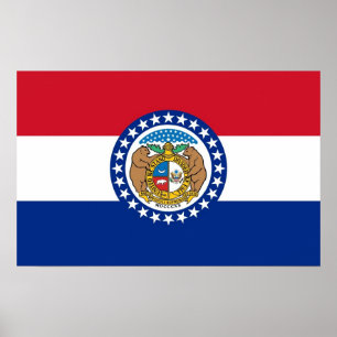 Gerahmter Druck mit Flag von Missouri, USA. Poster