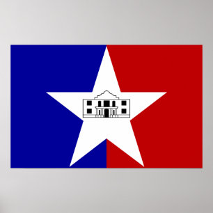 Gerahmter Druck mit Flag von San Antonio, USA. Poster