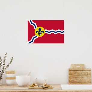 Gerahmter Druck mit Flag von St. Louis, Missouri Poster