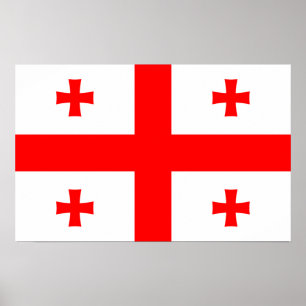Gerahmter Druck mit georgischer Flagge Poster