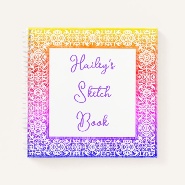 Gerahmter Name Sketchbook Notizbuch (Vorderseite)