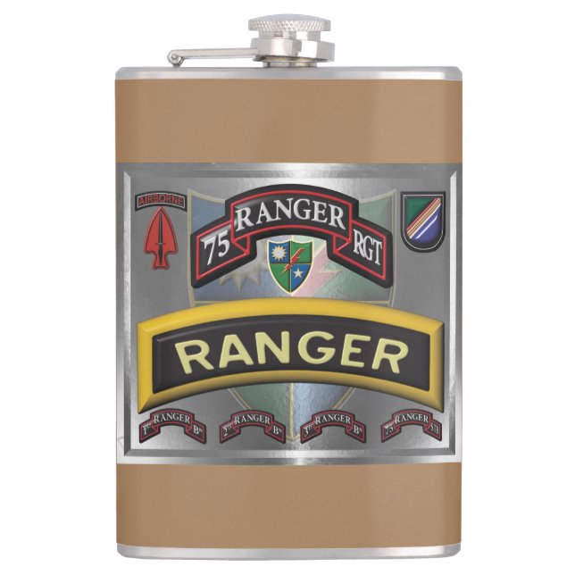 Gerahmtes 75. Ranger Regiment Design Flachmann (Vorderseite)