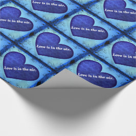 Gerahmtes blaues Grunge Herz Geschenkpapier