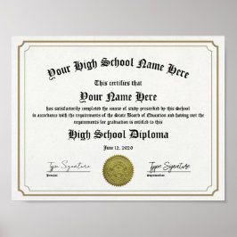 Gerahmtes Diplom an der High School, GED Poster