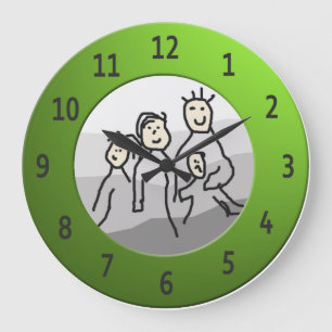 Gerahmtes Foto der persönlichen Runde Grün Große Wanduhr