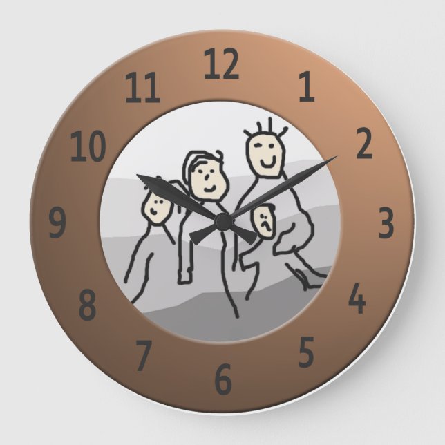 Gerahmtes Foto rund um die Messing personalisieren Große Wanduhr (Vorderseite)