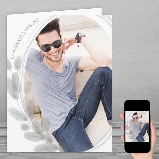 Gerahmtes Foto  Wasserfarbenleaf Graue Glückwünsch Karte (Von Creator hochgeladen)