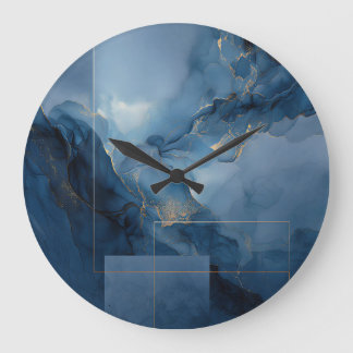Gerahmtes Haze Blau Türkis Geometrisch Abstrakt Große Wanduhr