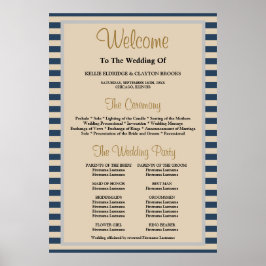 Gerahmtes Hochzeitsprogramm für klassische Blaustr Poster