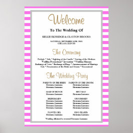 Gerahmtes Hochzeitsprogramm für Rosa und Weiße Str Poster