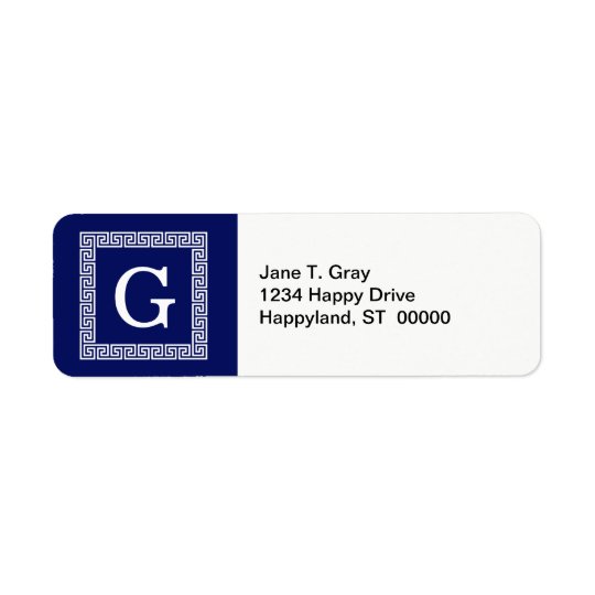 Gerahmtes Monogramm des Marine-Blau-weißes