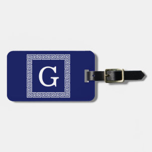 Gerahmtes Monogramm für den blauen griechischen Sc Gepäckanhänger