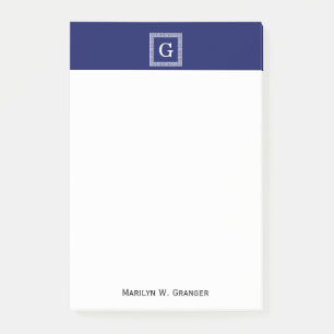 Gerahmtes Monogramm für den blauen griechischen Sc Post-it Klebezettel