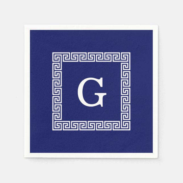 Gerahmtes Monogramm für den blauen griechischen Sc Serviette (Vorderseite)