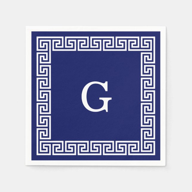 Gerahmtes Monogramm für den blauen griechischen Sc Serviette (Vorderseite)